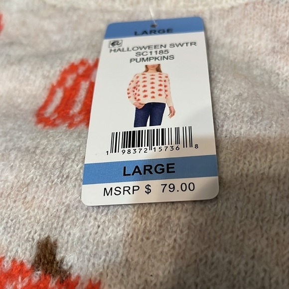 Pumpkin Patterned Cream Sweater - Picture 3 of 6